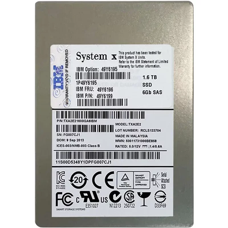 IBM 49Y6196 | 1.6TB Multi-Level Cell SAS 6Gb/s Hot Swappable 2.5-Inch Solid State Drive — Data Storage Drives