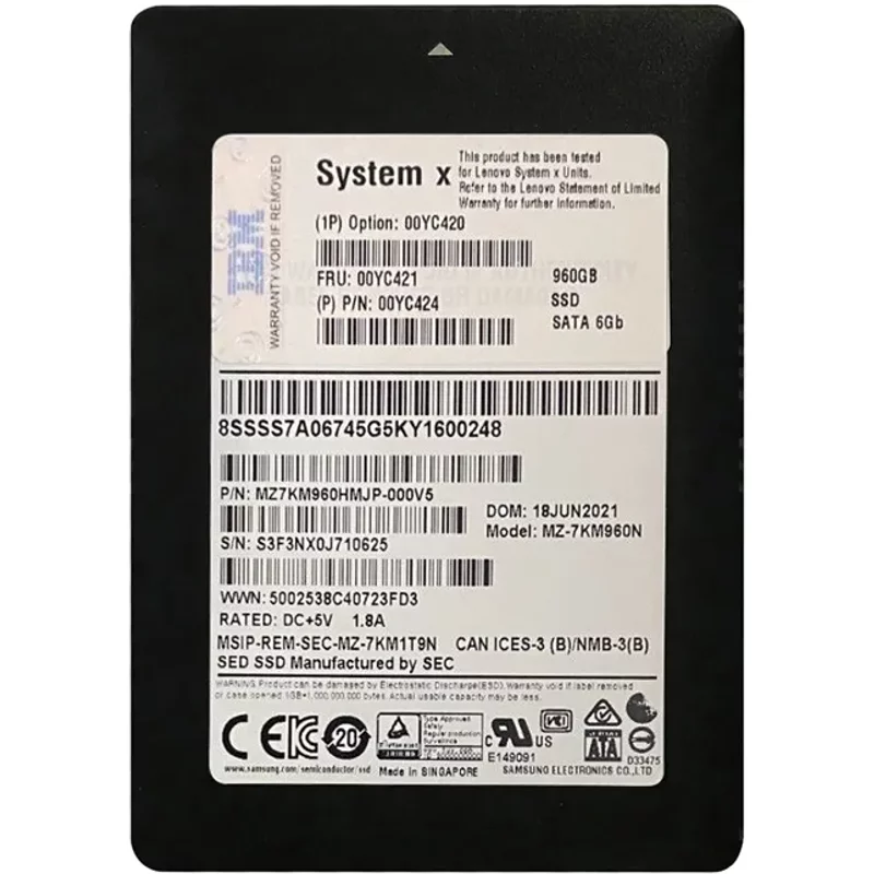 IBM 00YC421 | 960GB Multi-Level Cell SATA 6Gb/s Hot Swappable 3.5-Inch Solid State Drive — Data Storage Drives