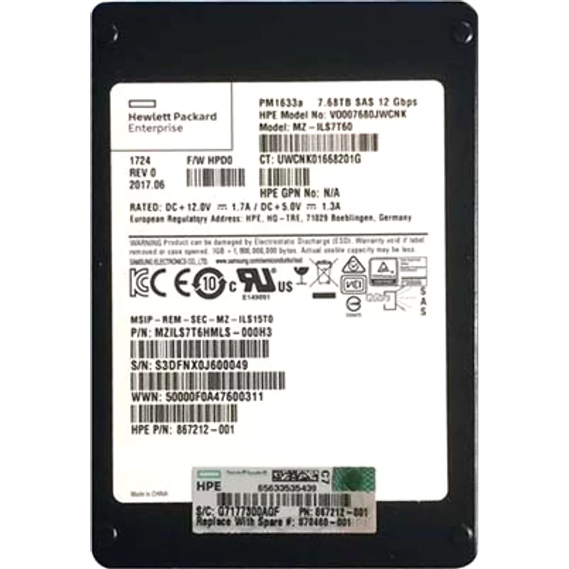 HP 870460-001 | 7.68TB SAS 12Gb/s Read Intensive 2.5-inch Solid State Drive — Data Storage Drives