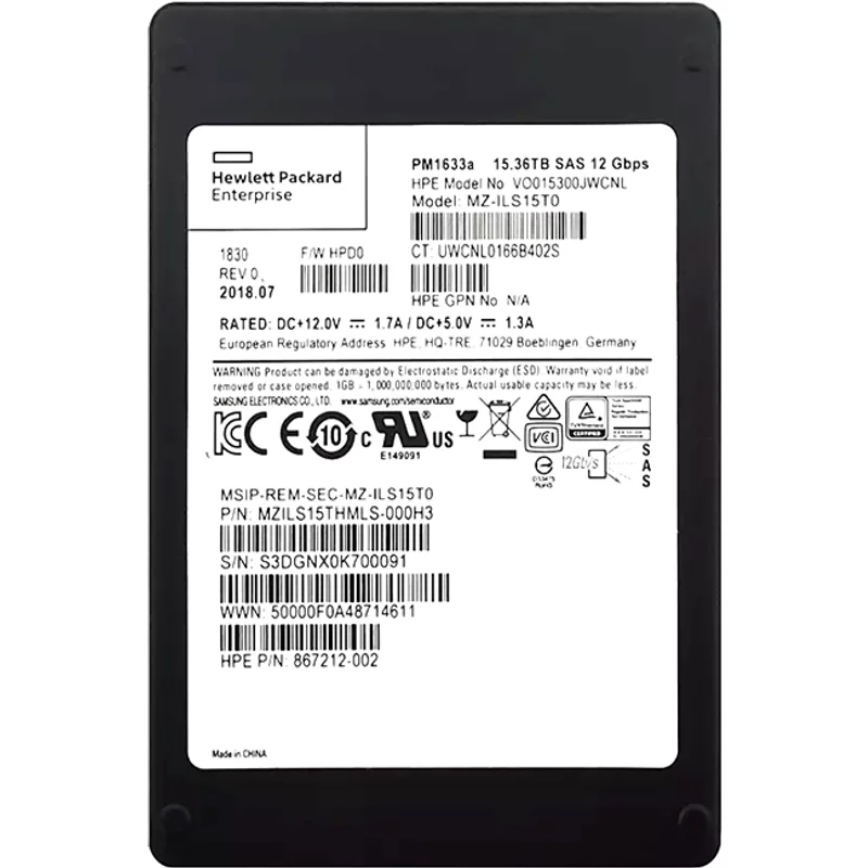 HP 867212-002 | 15.3TB SAS 12Gb/s Read Intensive 2.5-Inch Internal Solid State Drive — Disques de stockage