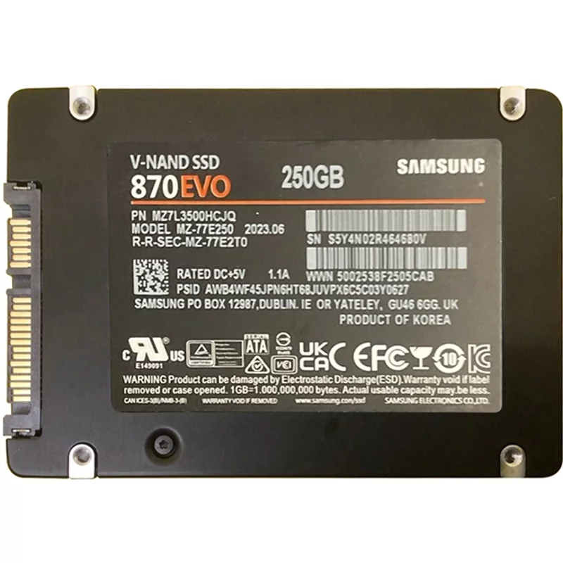Samsung MZ-77E250 | 870 EVO Series 250GB 2.5-inch 6GB/s SATA 512MB Cache V-NAND 3bit MLC Solid State Drive — Disques de stockage