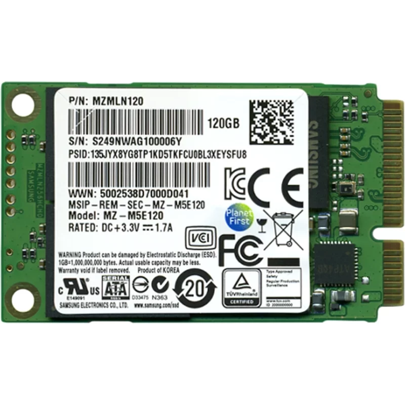 Samsung MZ-M5E120BW | 850 EVO Series 120GB mSATA 6GB/s SATA 512MB Cache V-NAND Solid State Drive — Data Storage Drives