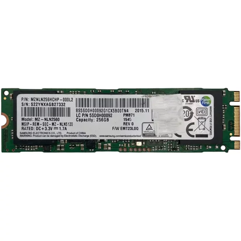 Samsung MZNLN256HCHP-000L2 | PM871 Series 256GB Triple-Level Cell SATA 6Gb/s Mainstream Endurance (AES-256) M.2 2280 Solid State Drive — Disques de stockage
