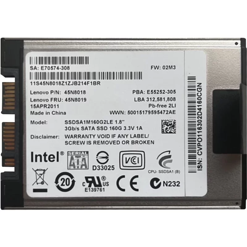 Intel SSDSA1M160G2LE | X18-M 160GB Multi-Level Cell SATA 3Gb/s Mainstream Endurance 1.8-Inch Solid State Drive — Disques de stockage