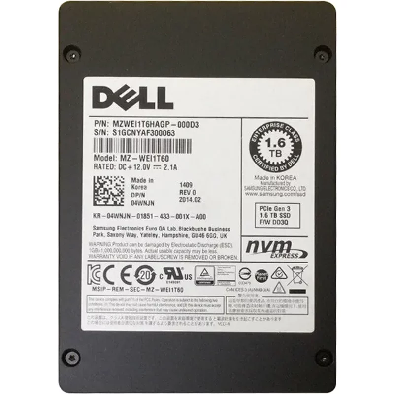 Dell 4WNJN | 1.6TB Multi-Level Cell PCI Express NVMe 3.0 x4 U.2 2.5-Inch Solid State Drive