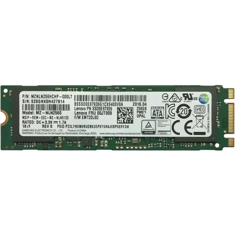 Samsung MZ-NLN2560 | PM871 Series 256GB Triple-Level Cell SATA 6Gb/s Mainstream Endurance (AES-256) M.2 2280 Solid State Drive — Data Storage Drives