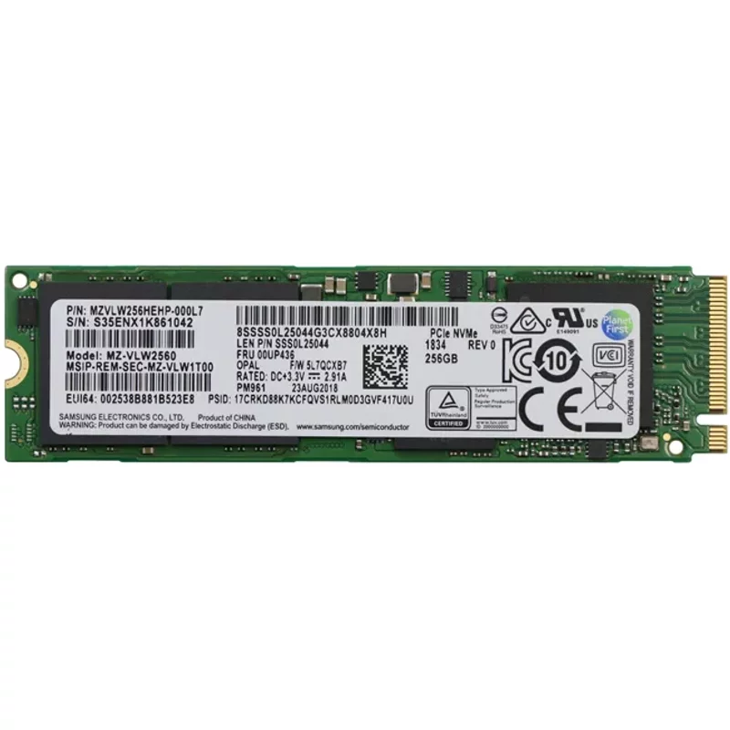 Samsung MZ-VLW2560 | PM961 Series 256GB Triple-Level Cell PCI-Express 3.0 x4 NVMe M.2 2280 Solid State Drive — Data Storage Drives