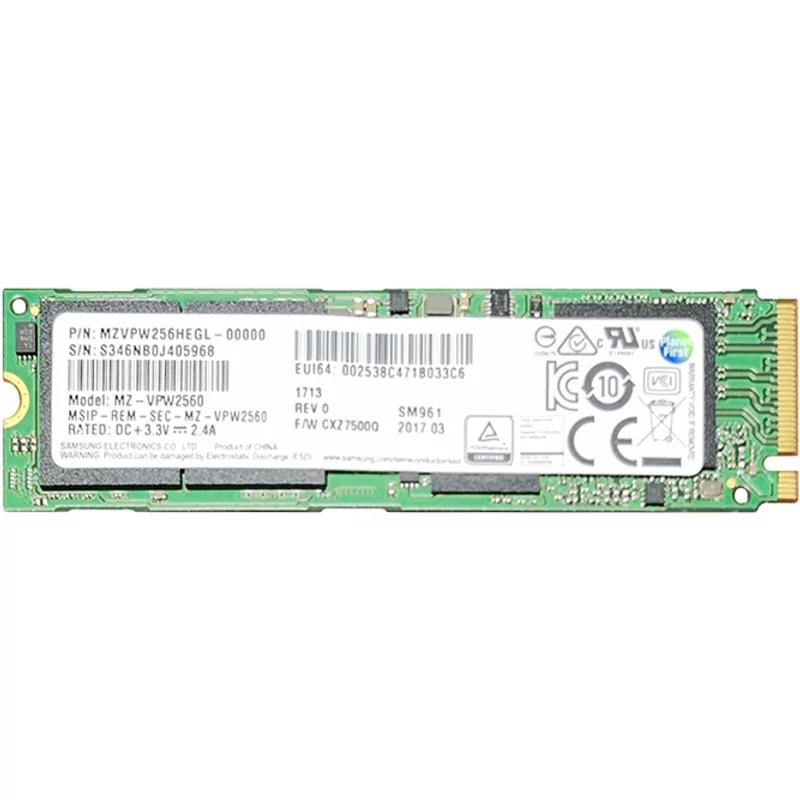 Samsung MZVPW256HEGL-00000 | SM961 Series 256GB M.2 2280 PCI Express NVMe 3.0x4 Multi-Level Cell Solid State Drive — Disques de stockage