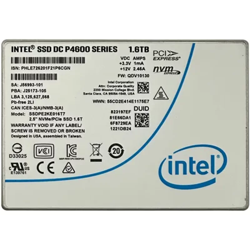 Intel SSDPE2KE016T701 | DC P4600 1.6TB Triple-Level Cell PCI Express 3.1 x4 NVMe 2.5-Inch Solid State Drive