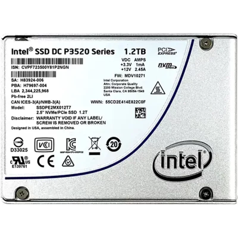 Intel SSDPE2MX012T701 | DC P3520 1.2TB Multi-Level Cell PCI Express 3.0 x4 NVMe U.2 2.5-Inch Solid State Drive — Disques de stockage