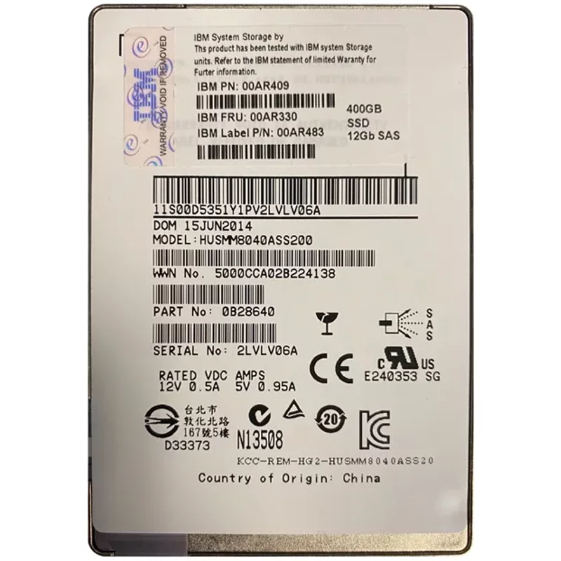 IBM 00AR483 | 400GB Multi-Level Cell SAS 12Gb/s 2.5-Inch Solid State Drive for Storwize V7000 Gen2 — Data Storage Drives
