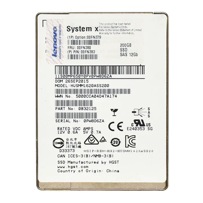 IBM 00FN380 200 Go SAS 12Gb/s Disque SSD 2,5 pouces Hot Swappable — Disques de stockage