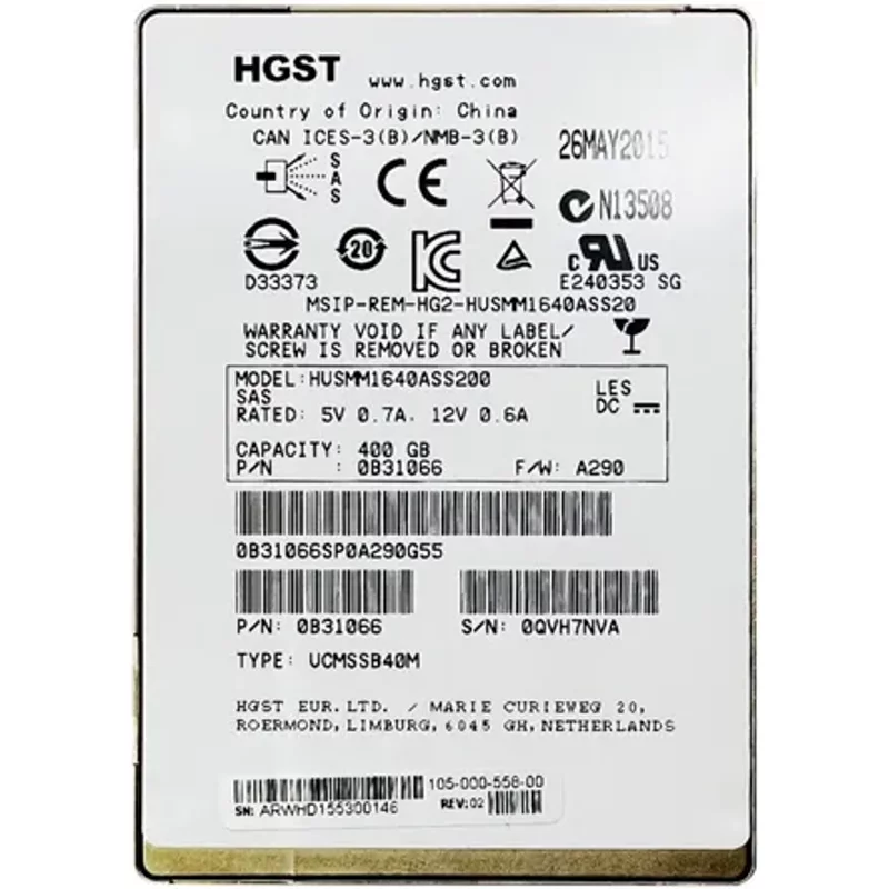 HGST 0B31066 | Ultrastar SSD1600MM Series 400GB Multi-Level Cell SAS 12Gb/s Mainstream Endurance (Crypto Sanitize) 2.5-inch Solid State Drive — Data Storage Dri