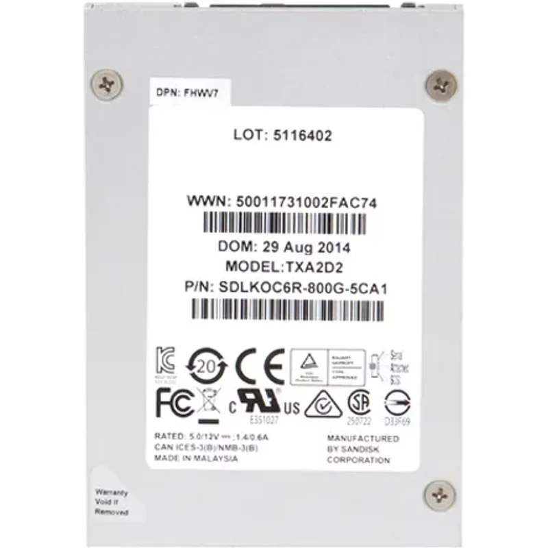 Dell 0FHWV7 | 800GB Multi-Level Cell SAS 12Gb/s Hot-Pluggable 2.5-Inch Solid State Drive for PowerEdge Servers — Data Storage Drives