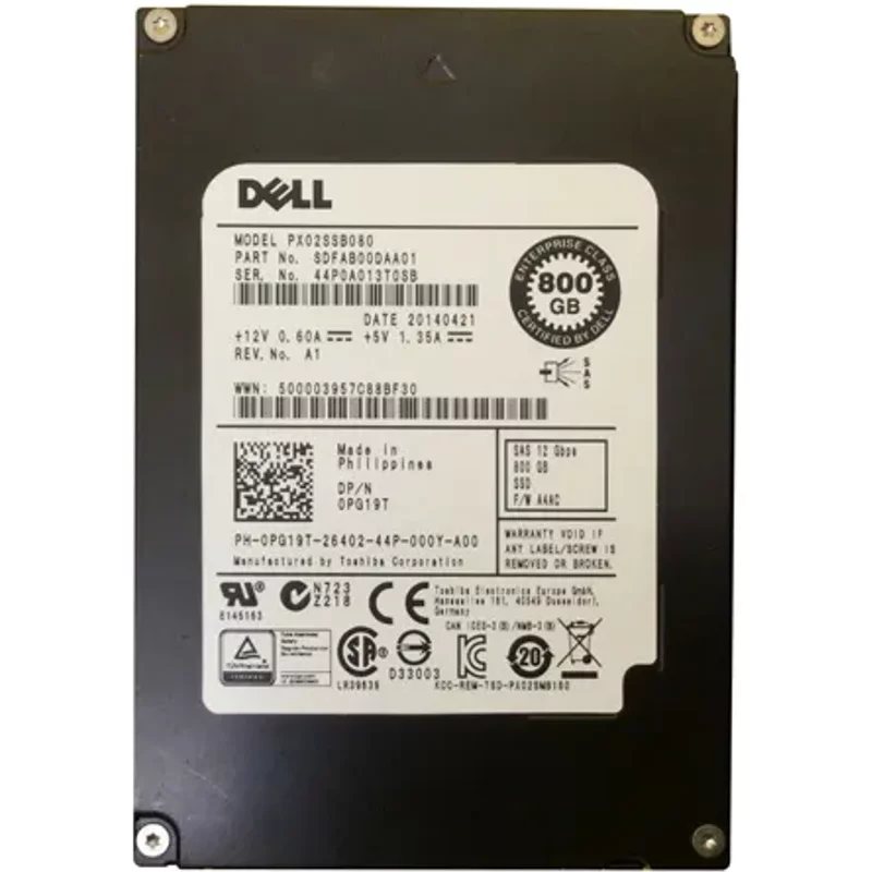 Dell 0PG19T | 800GB Multi-Level Cell SAS 12Gb/s Hot-Pluggable 2.5-Inch Solid State Drive for PowerEdge Servers — Disques de stockage