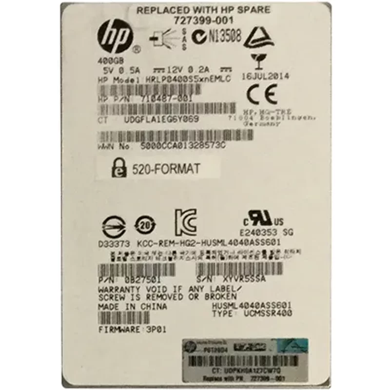 HP 727399-001 | 400GB Multi-Level Cell SAS 6Gb/s 2.5-inch Solid State Drive — Data Storage Drives