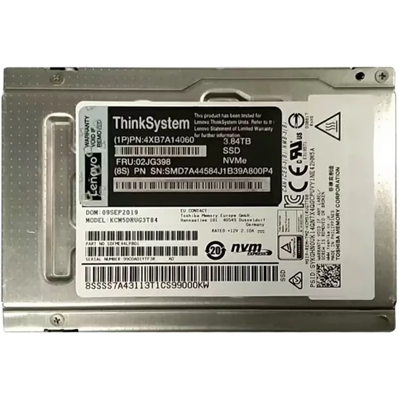 Lenovo 02JG398 | 3.84TB PCI Express 3.0 x4 NVMe SFF SED U.2 Entry 2.5-Inch Internal Solid State (SSD) for ThinkSystem — Disques de stockage
