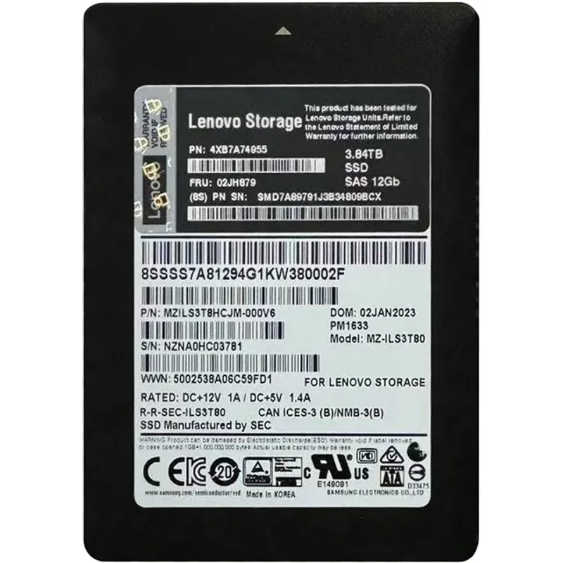 Lenovo 02JH879 | 3.84TB 1Dwd SAS Internal Solid State Drive — Disques de stockage