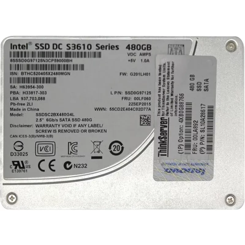 Lenovo 4XB0G88766 | 480GB MLC SATA 6GB/s Hot Swap Mainstream Enterprise 2.5-Inch Internal Solid State Drive for ThinkStation Gen 5 — Disques de stockage