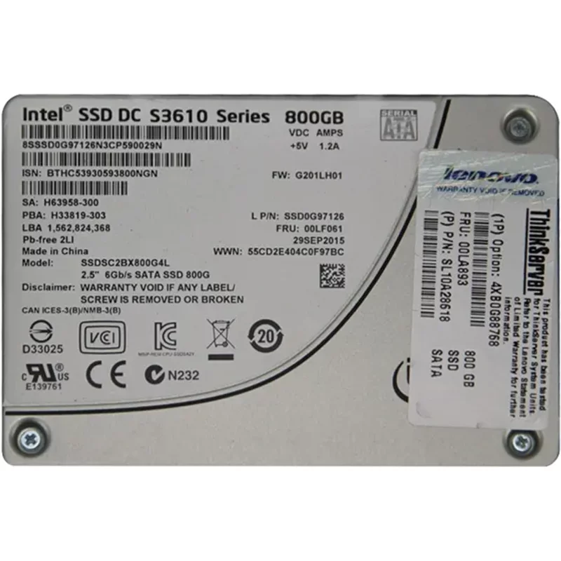 Lenovo 4XB0G88768 | 800GB MLC SATA 6GB/s Hot Swap Mainstream Enterprise 2.5-Inch Internal Solid State Drive for ThinkStation Gen 5 — Disques de stockage