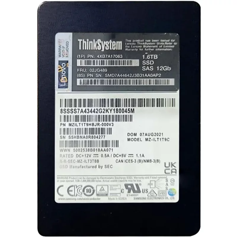 Lenovo 4XB7A17063 | 1.6TB SAS 12Gb/s Hot Swap 2.5-Inch Internal Solid State Drive