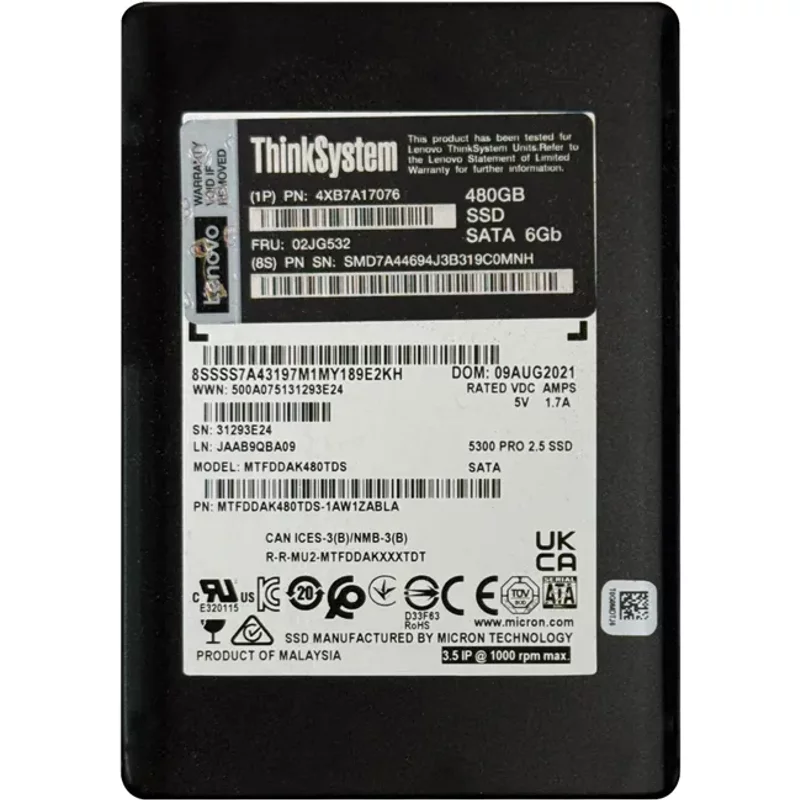 Lenovo 4XB7A17076 | 480GB SATA 6GB/s 2.5-Inch Internal Solid State Drive for ThinkAgile VX — Disques de stockage