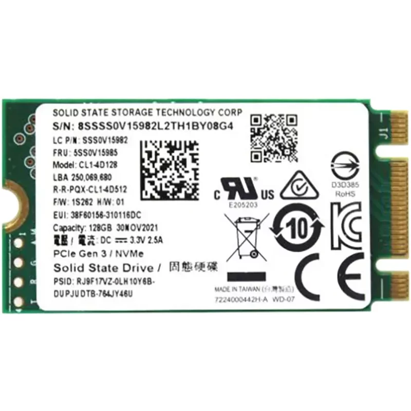 Lenovo 5SS0V15985 | 128GB PCI Express Gen3 NVMe M.2 2242 Internal Solid State Drive — Disques de stockage
