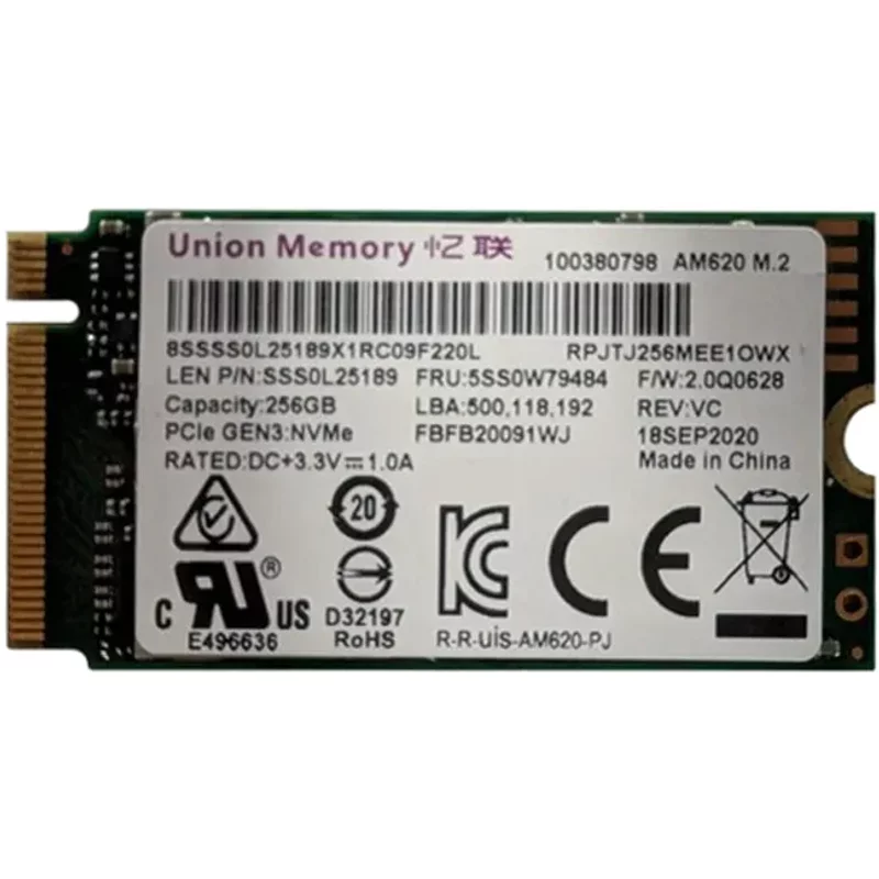 Lenovo 5SS0W79484 | 256GB TLC PCI Express 3.0 x2 NVMe M.2 2242 Internal Solid State Drive — Data Storage Drives