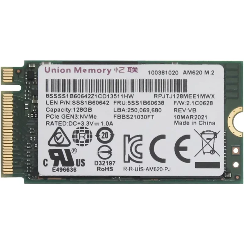 Lenovo 5SS1B60638 | 128GB PCI Express Gen3 NVMe M.2 2242 Internal Solid State Drive — Disques de stockage