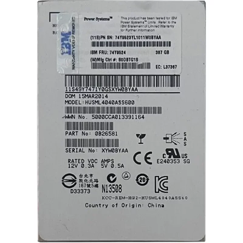IBM 74Y9524 | 387GB Multi-Level Cell SAS 3Gb/s 2.5-Inch Solid State Drive — Disques de stockage