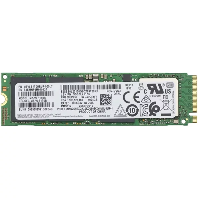 Samsung MZVLB1T0HBLR-000L7 | PM981a Series 1TB TLC PCI Express 3.0 x4 NVMe AES-256/ TCG Opal 2.0 M.2 2280 Internal Solid State Drive — Data Storage Drives