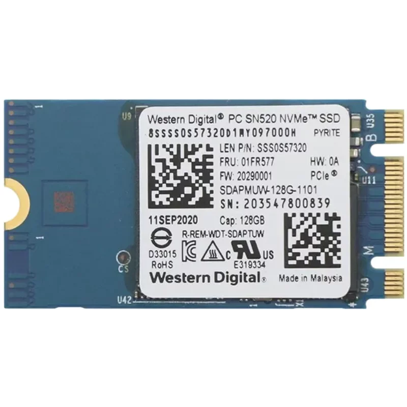 Western Digital Sdapmuw-128G-1101 | PC SN520 Series 128GB TLC PCI Express 3.0 x2 NVMe M.2 2242 Internal Solid State Drive — Data Storage Drives
