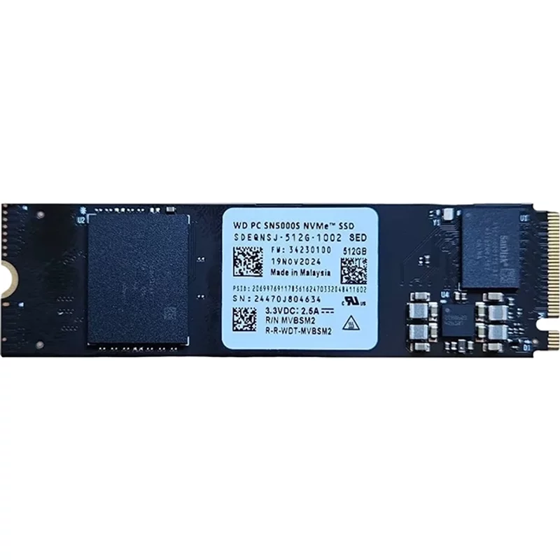 Western Digital Sdeqnsj-512G-1002 | PC SN5000S 512GB PCI Express NVMe 4.0 x4 M.2 2280 Solid State Drive — Data Storage Drives