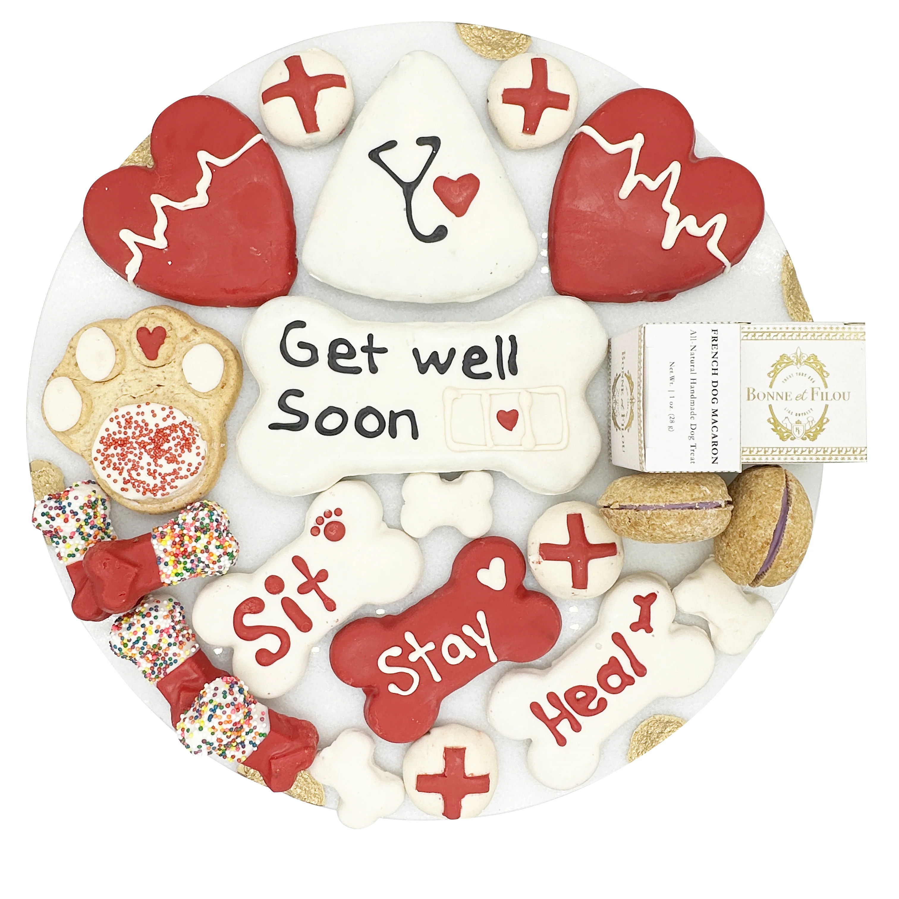 Bonne et Filou Coffret cadeau de friandises pour chiens à thème Get Well Soon — Jouets pour chiens