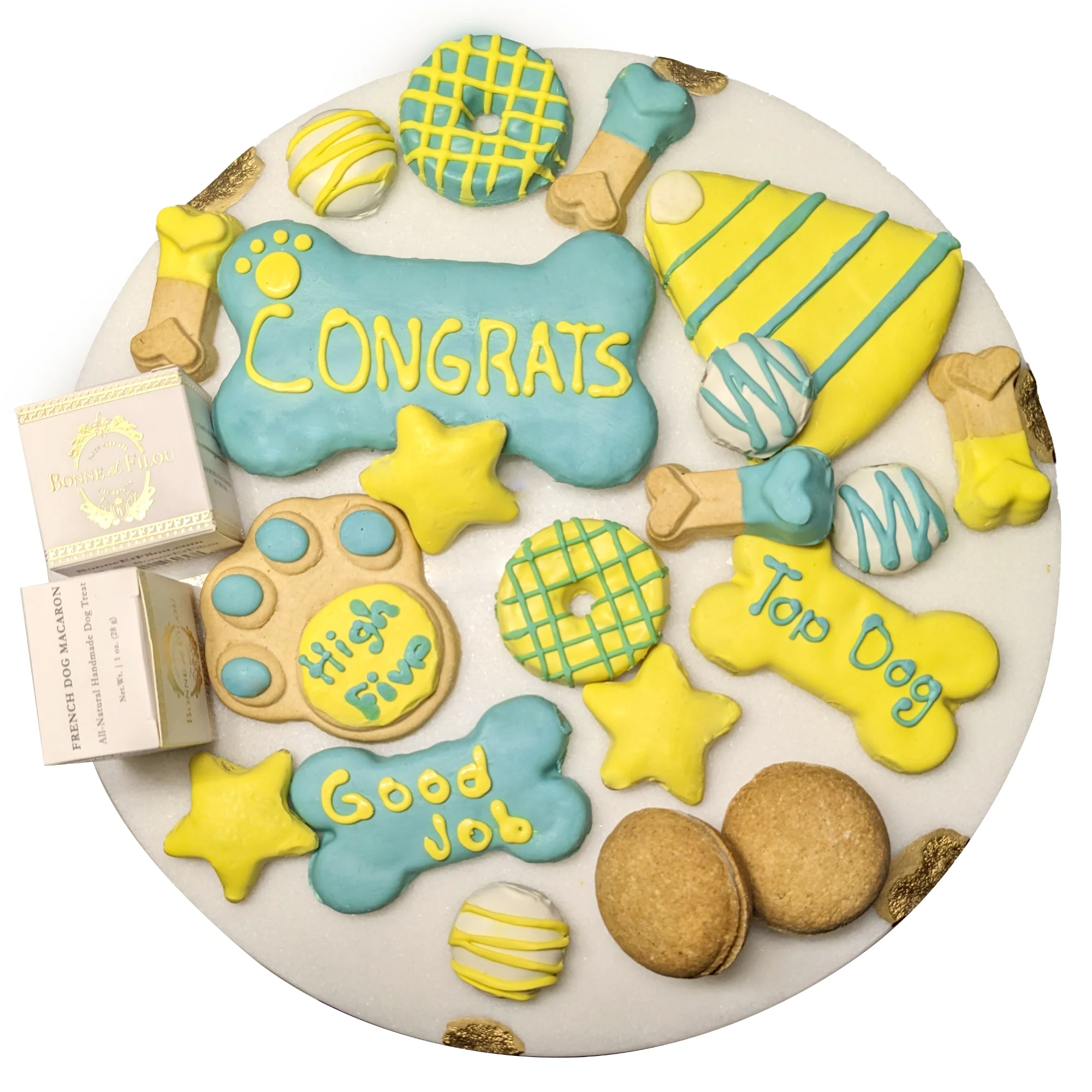 Coffret cadeau de friandises pour chiens Bonne et Filou Félicitations — Jouets pour chiens
