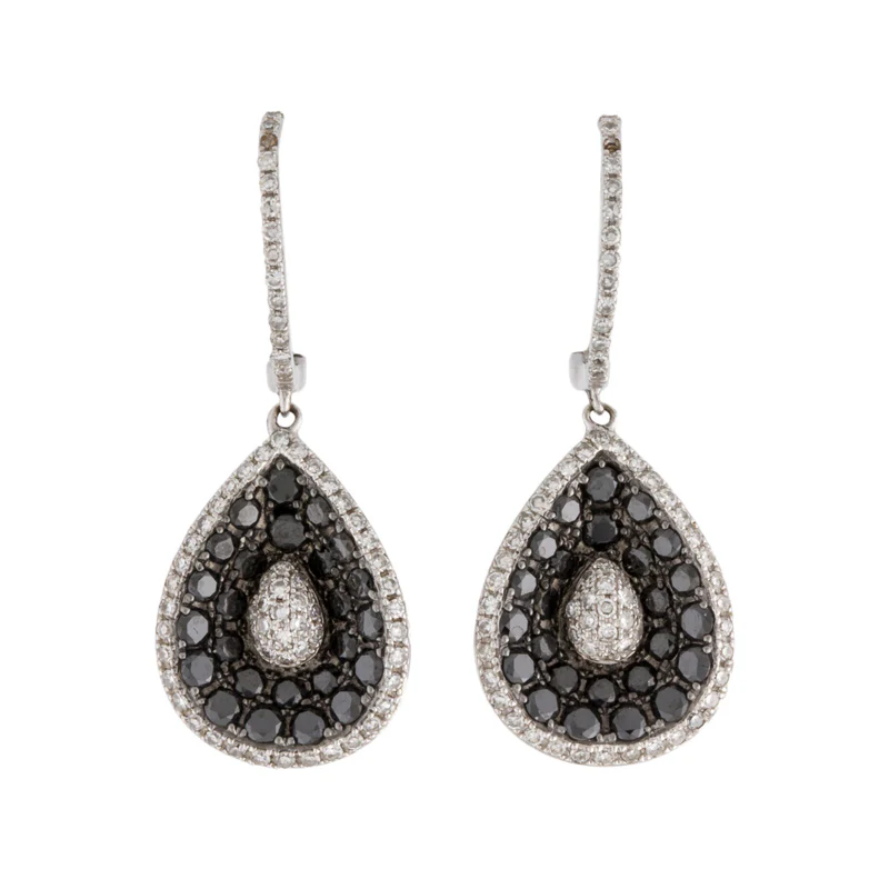 Shop 3.50 Ct Round Cut Black and White Diamond Drop Earrings - 10K Yellow Gold — Stud Earrings