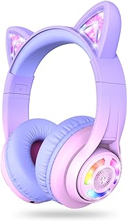 iClever BTH13 Casque Enfant Bluetooth avec Oreilles de Chat LED — Écouteurs sans fil