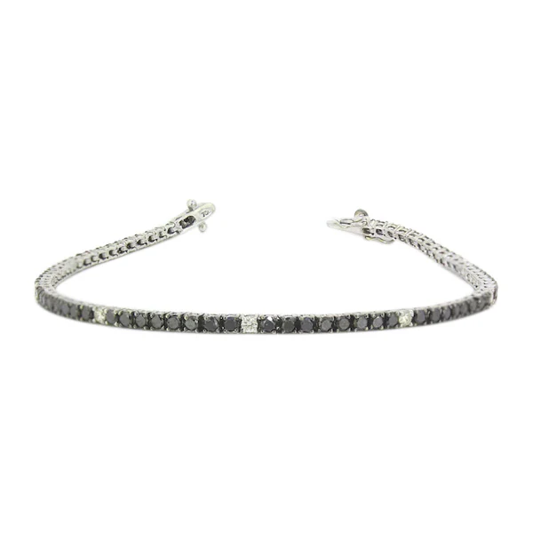 3 Ct Black & White Diamond Tennis Bracelet - 10K Yellow Gold — Bracelet Women