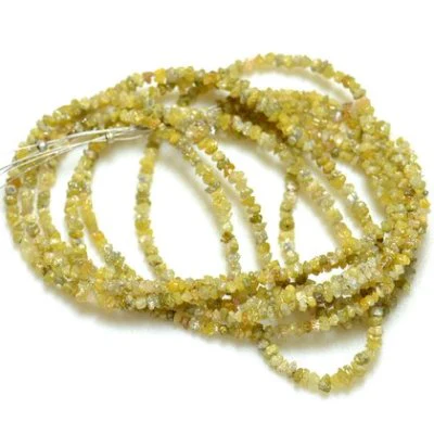 Collier en argent de 20 pouces avec perles de diamant brut jaune 2,00 à 3,00 MM — Collier Argent Femme