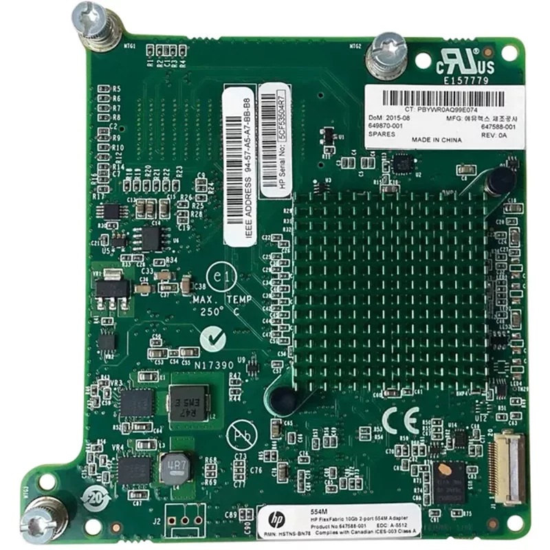 HP HSTNS-BN78 | FlexFabric Dual-Ports SFP+ 10Gb/s Gigabit Ethernet PCI Express 2.0 x8 Network Adapter — Networking Equipment