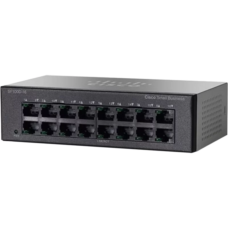 Cisco SF100D-16 | Small Business 100 Series SF100D-16 16 x 10/100Base-TX RJ-45 Ports Layer 2 Unmanaged Fast Ethernet Network Desktop Switch — Équipement réseau