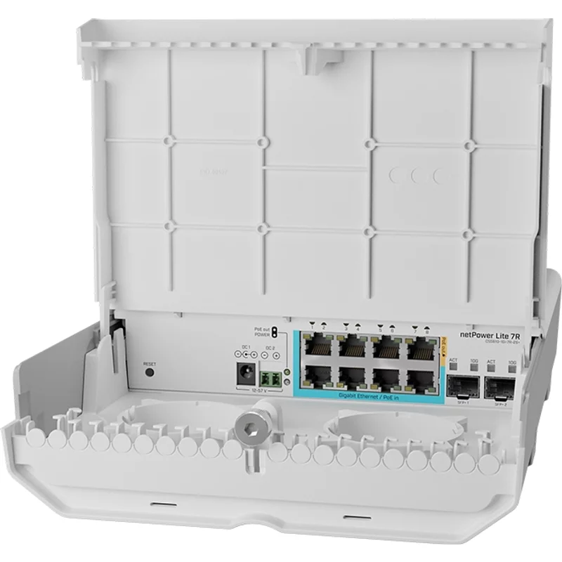 Mikrotik CSS610-1GI-7R-2S+OUT | netPower Lite 7R 8-Ports Outdoor Switch with 7-Ports Reverse PoE 2-Port SFP+ — Équipement réseau