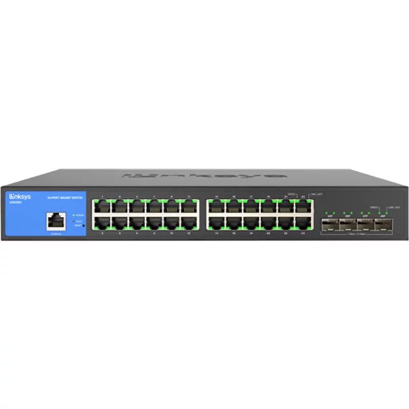 Linksys LGS328C | Business 24 x Ports 1000Base-T + 4 x Ports SFP+ Layer 3 Managed Gigabit Ethernet Network Switch — Équipement réseau