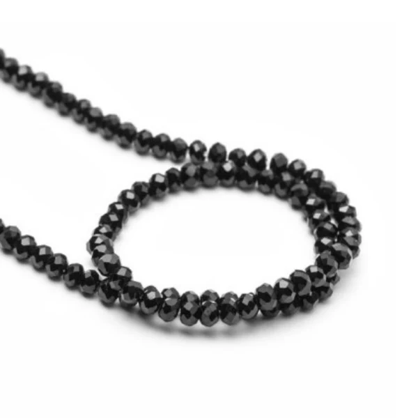 Collier de perles de diamant noir à facettes de 28 pouces 2,00 à 3,00 mm GemoneDiamonds — Collier Argent Femme