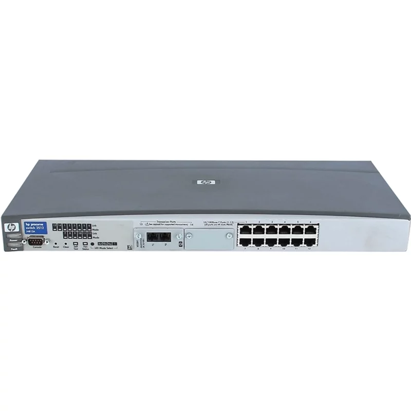 HP J4812-60001 | ProCurve 2500 Series 2512 12 x RJ-45 Ports 10/100Base-TX + 2 x Open Module Slots Layer 2 Managed Rack-mountable Fast Ethernet Network Switch — 