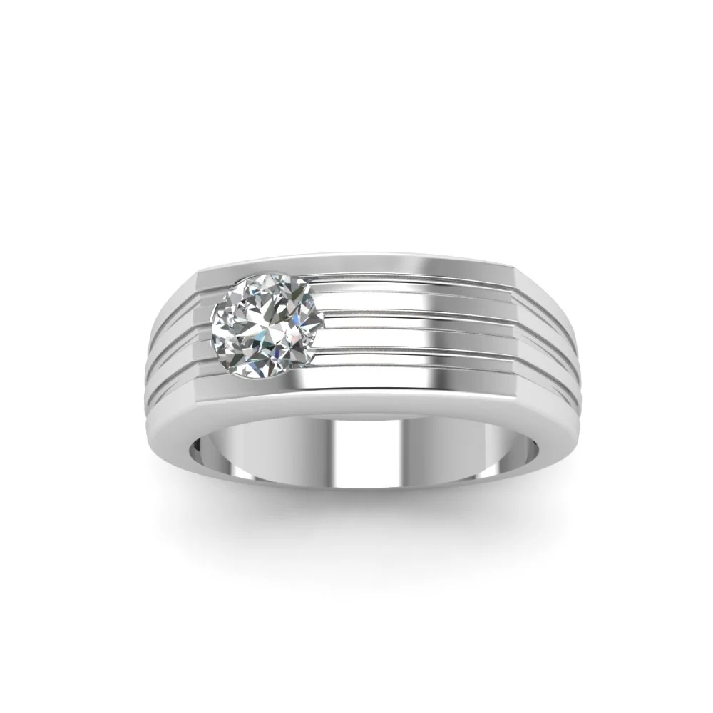 0.56 Ct Round Shape Solitaire Diamond Wedding Rings - 10K Yellow Gold / Lab diamond