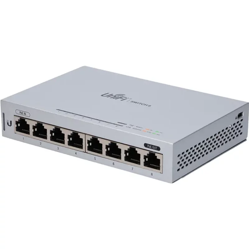 Ubiquiti US-8 | UniFi 8 x RJ-45 Ports 1000Base-T 1 x PoE Passthrough Port Layer 2 Managed Gigabit Ethernet Network Switch — Équipement réseau