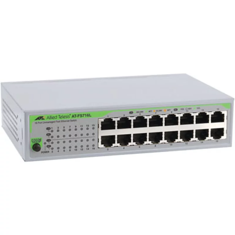 Allied Telesis AT-FS716L-40 | FS700 Series 16 x Ports 10/100Base-TX Rack-mountable Layer 2 Unmanaged Fast Ethernet Network Switch — Networking Equipment
