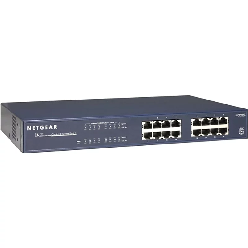 Netgear JGS516UK | Prosafe JGS500 Series JGS516 16 x Ports 10/100/1000Base-T Rack-mountable Unmanaged Gigabit Ethernet Network Switch — Networking Equipment