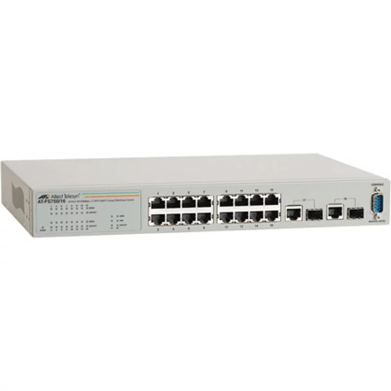 Allied Telesis AT-FS750/16-40 | FS700 Series 16 x Ports 10/100Base-TX + 2 x Ports SFP Combo Rack-mountable Layer 2 Unmanaged Fast Ethernet Network Switch — Équi